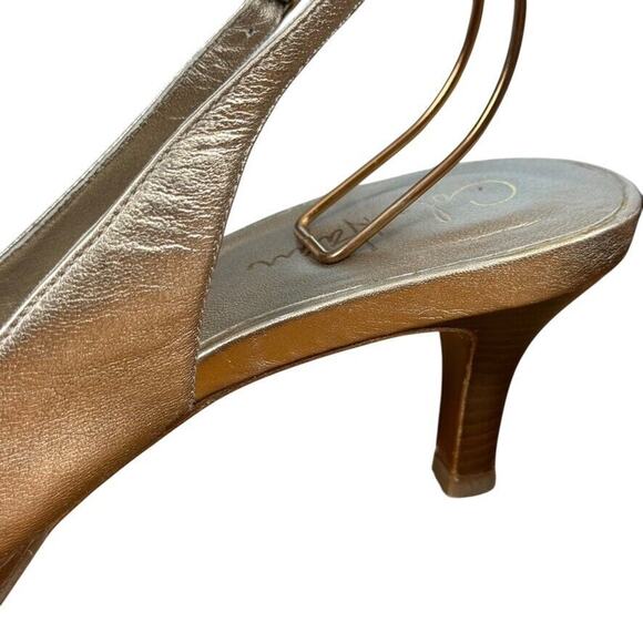 Cole Haan Womens Leather Bronze Metallic Slingback Peep Toe High Heels Shoes 8.5 - Picture 4 of 16